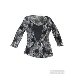 Nicola Blouse Womens Top Size Small Black White Fairy Goth Corporate Goth